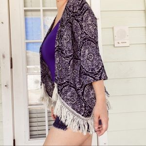 Bohemian boho kimono with fringe